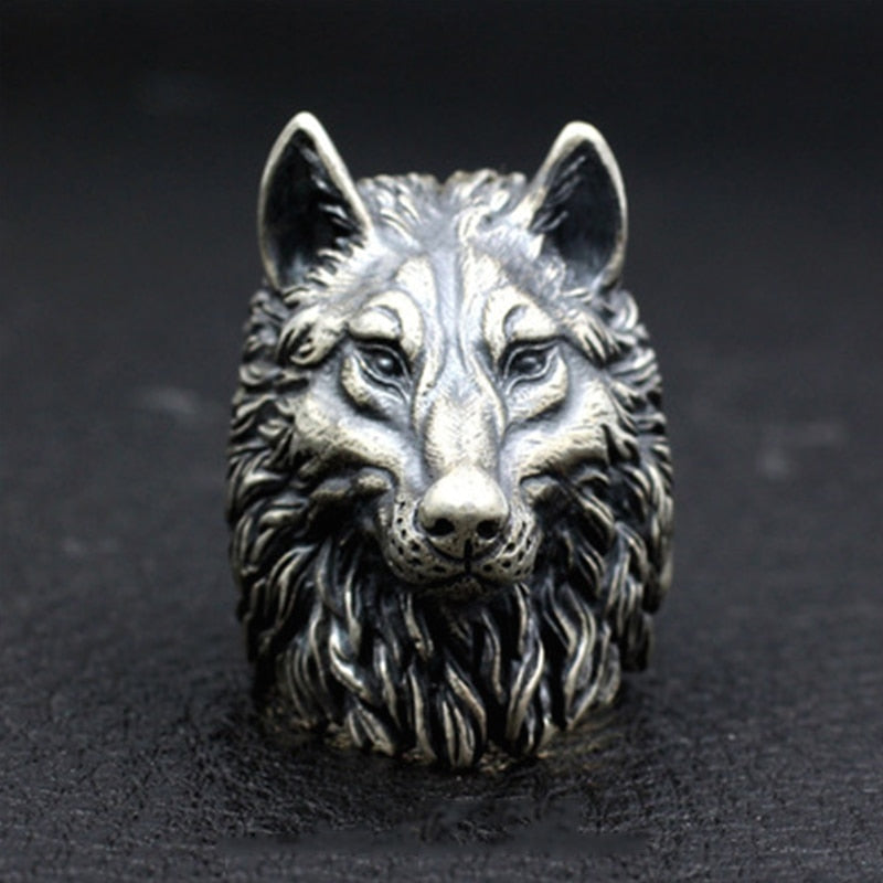 Wolf Head Viking Ring