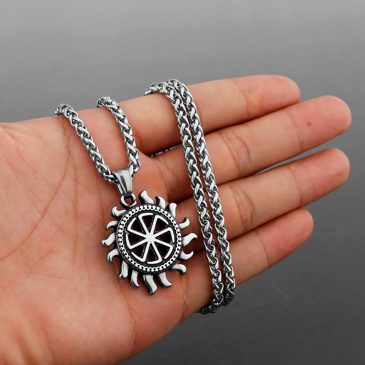 Slavic Sun Wheel Pendant Necklace