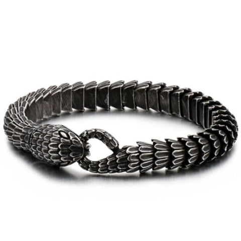 Jormungandr Serpent Segmented Steel Viking Bracelet