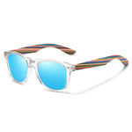 POLARIZED WOODEN SUNGLASSES WITH CLEAR FRAME