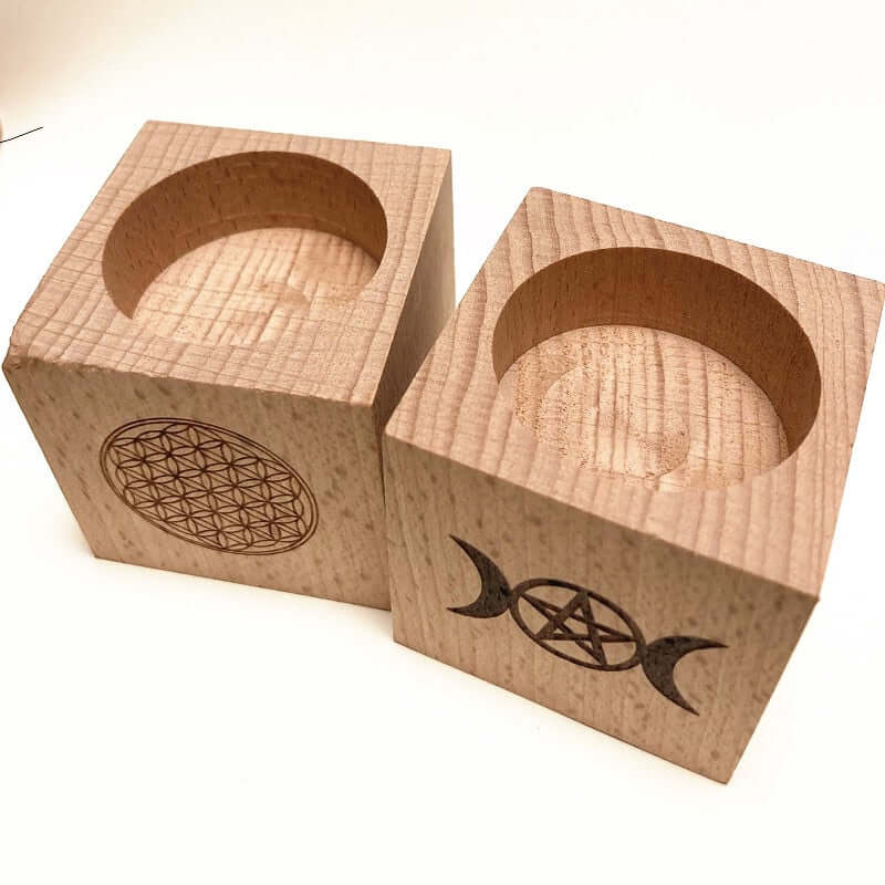 2Pcs Wooden Altar Candle Holders