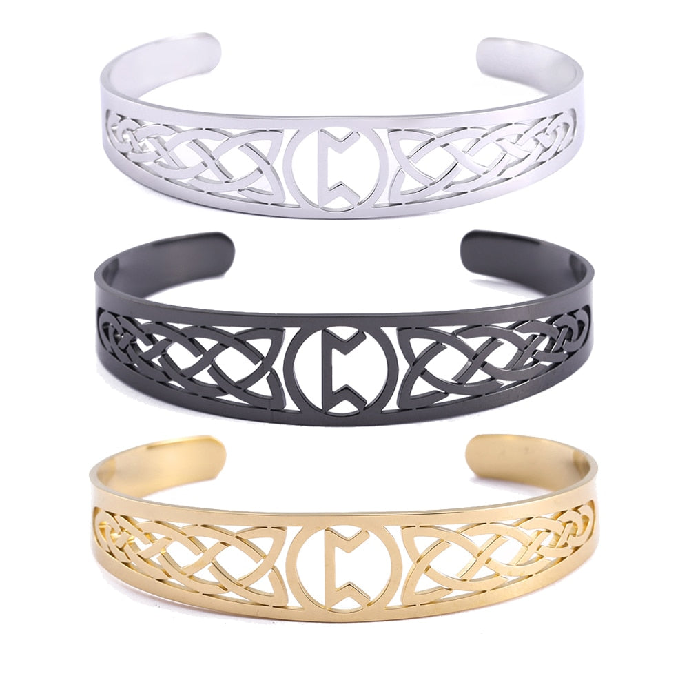 Nordic  Runes Bangle Cuff Bracelet