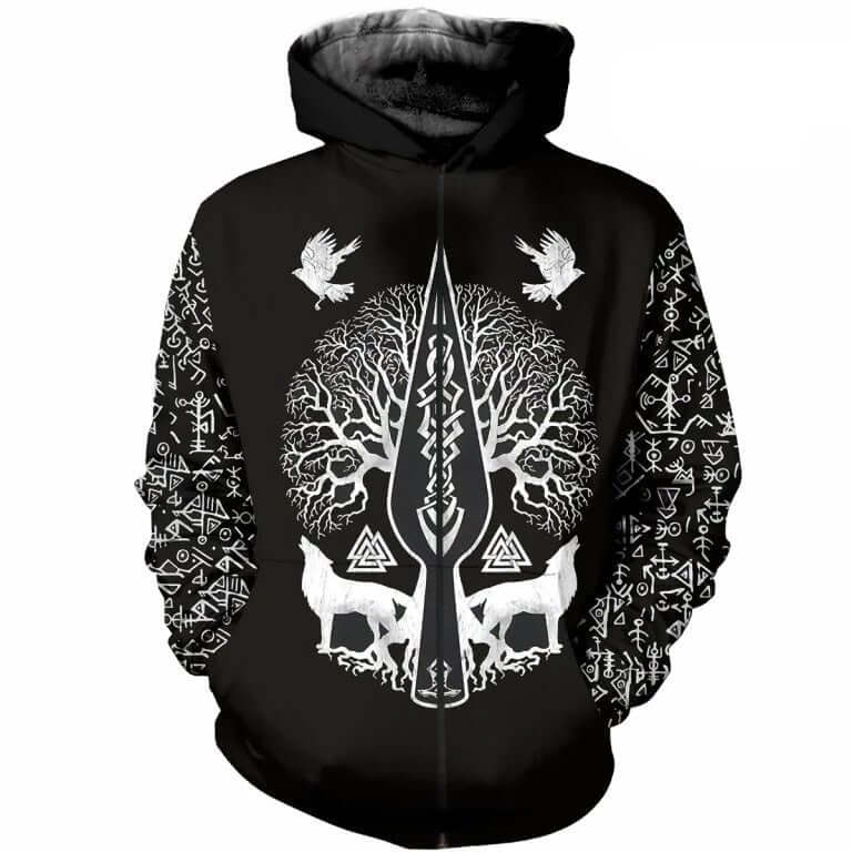 Gungnir And Yggdrasil Viking Hoodie