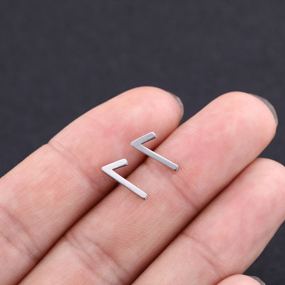 Viking Futhark Runes Stud Earrings