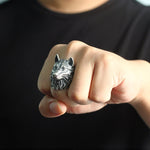 Wolf Head Viking Ring