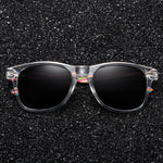 POLARIZED WOODEN SUNGLASSES WITH CLEAR FRAME
