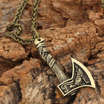 Celtic Wolf And Raven Viking Axe Necklace