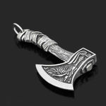 Celtic Wolf And Raven Viking Axe Necklace