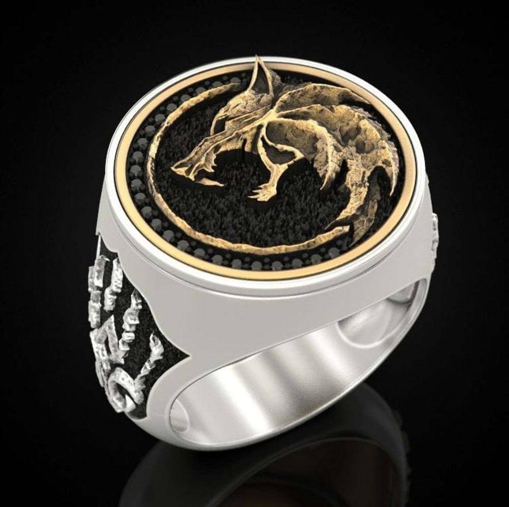 Gold Trimmed Norse Wolf (Viking Ring)