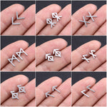 Viking Futhark Runes Stud Earrings