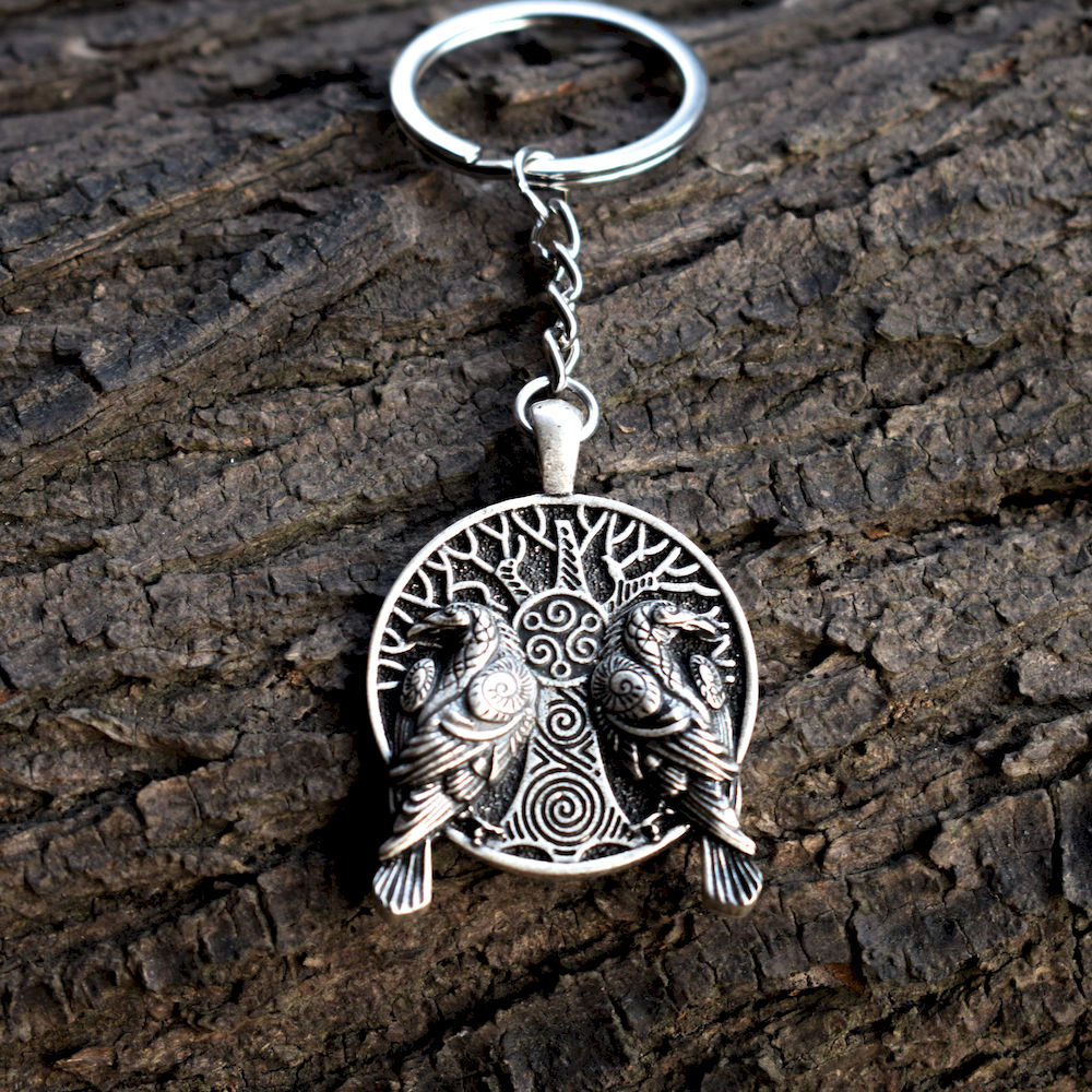 Huginn And Muninn Ravens Keychain