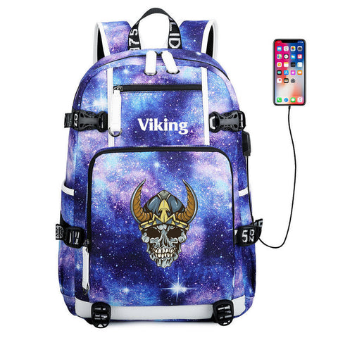Viking Valknut USB charging Multifunction Travel Backpack - Starry Blue