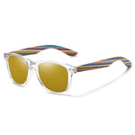 POLARIZED WOODEN SUNGLASSES WITH CLEAR FRAME