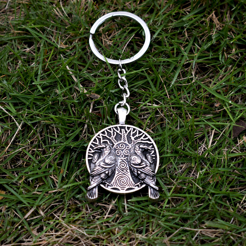 Huginn And Muninn Ravens Keychain