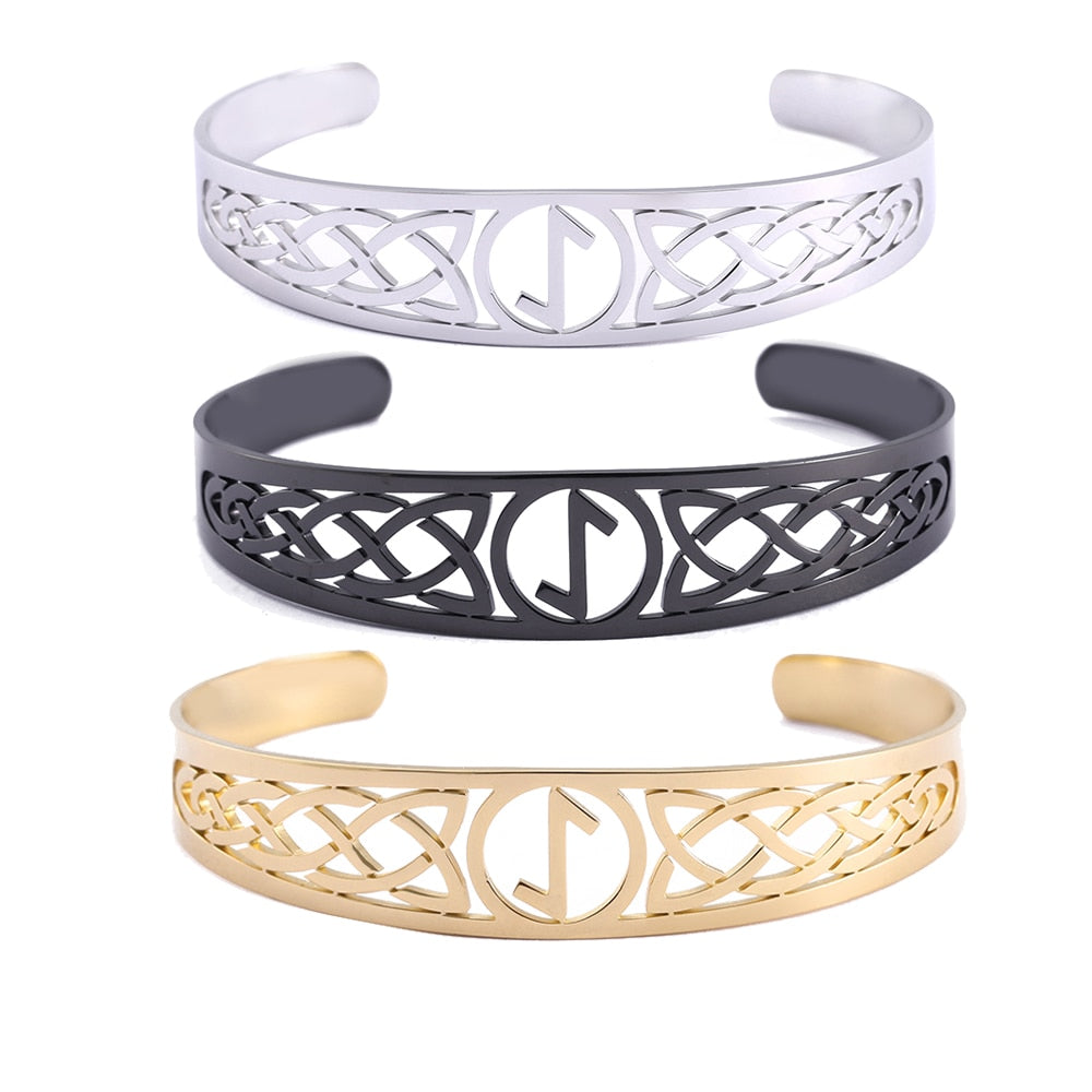 Nordic  Runes Bangle Cuff Bracelet