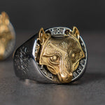Gold Wolf Viking Ring