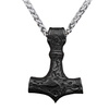 Black Mjolnir Necklace With Steel Chain