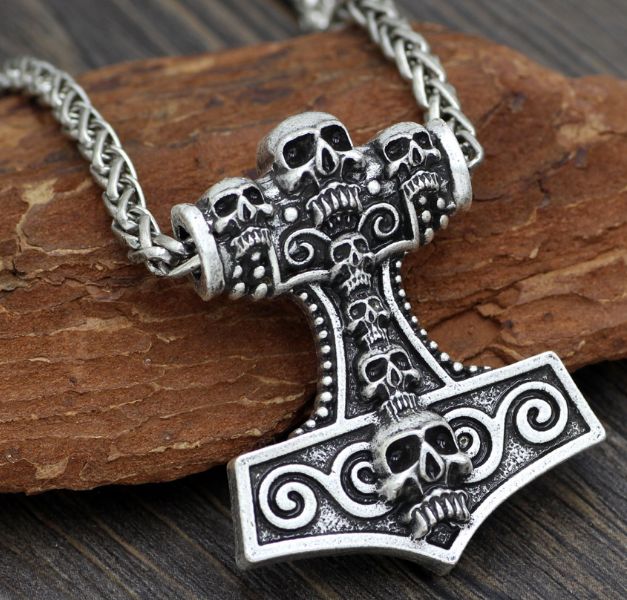 VIKING NECKLACE - MJOLNIR SKULL