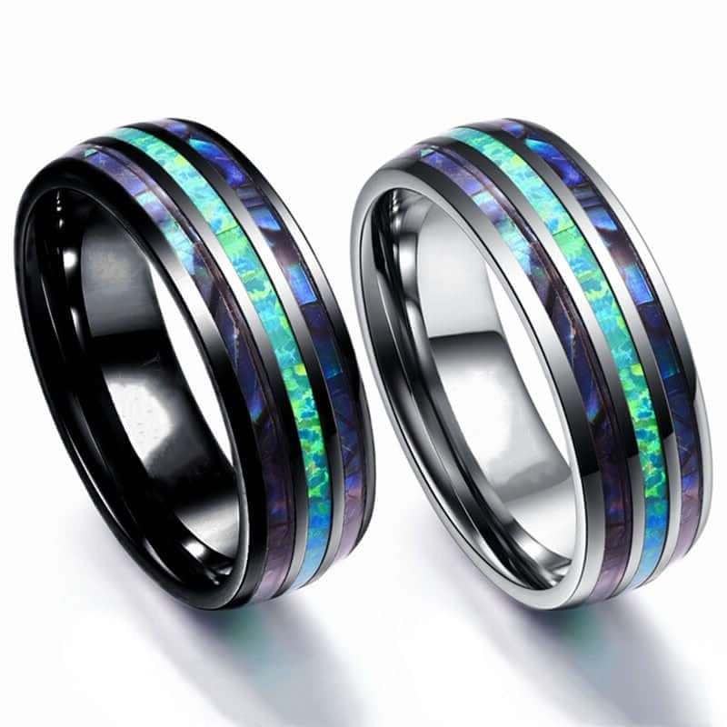 Bifrost Tungsten Abalone Ring