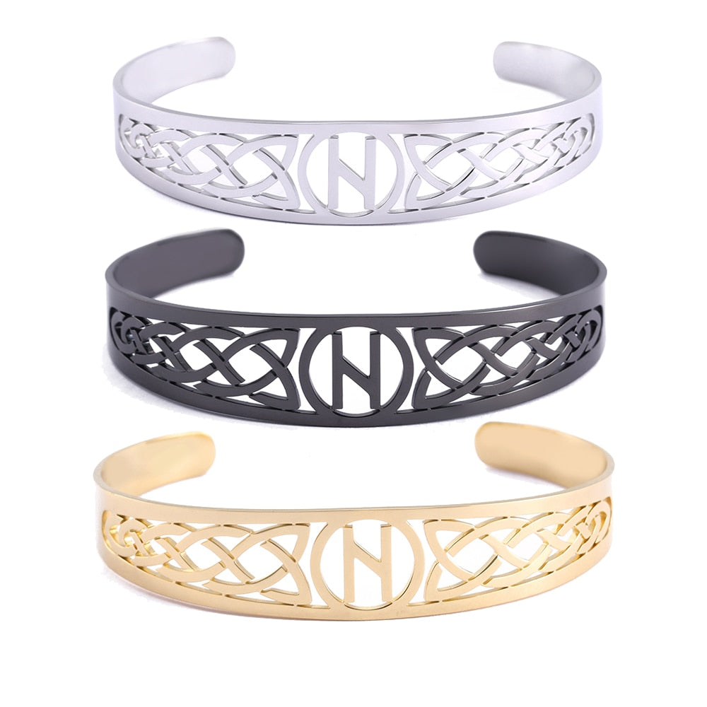 Nordic  Runes Bangle Cuff Bracelet