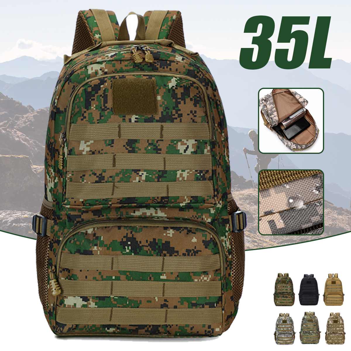 35L Large Capacity Digital Camouflage Military Tactical Backpack