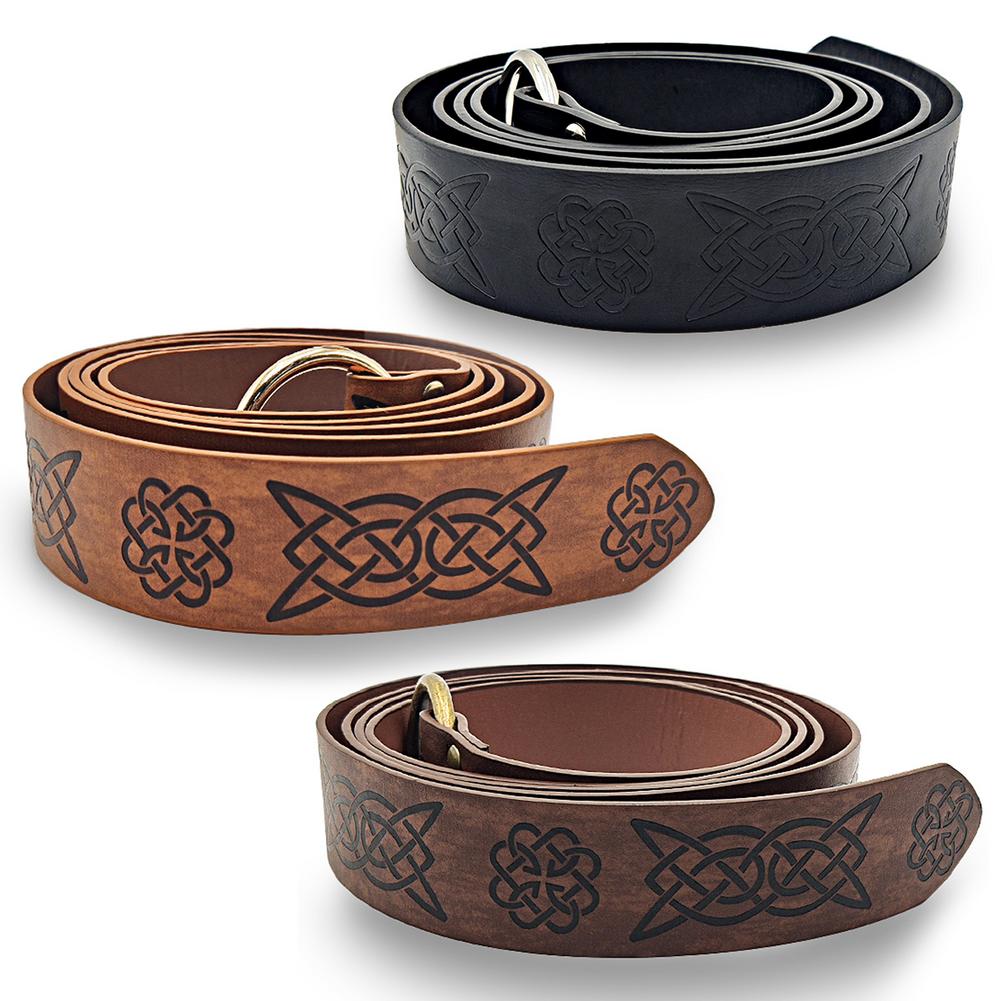 Medieval Embossed PU Leather O Ring Belt