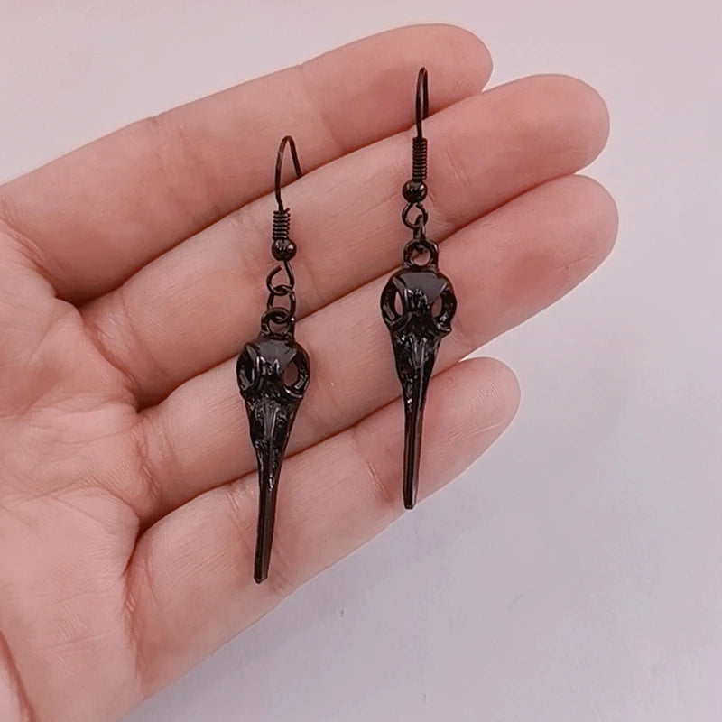 Raven Skull Drop Earrings
