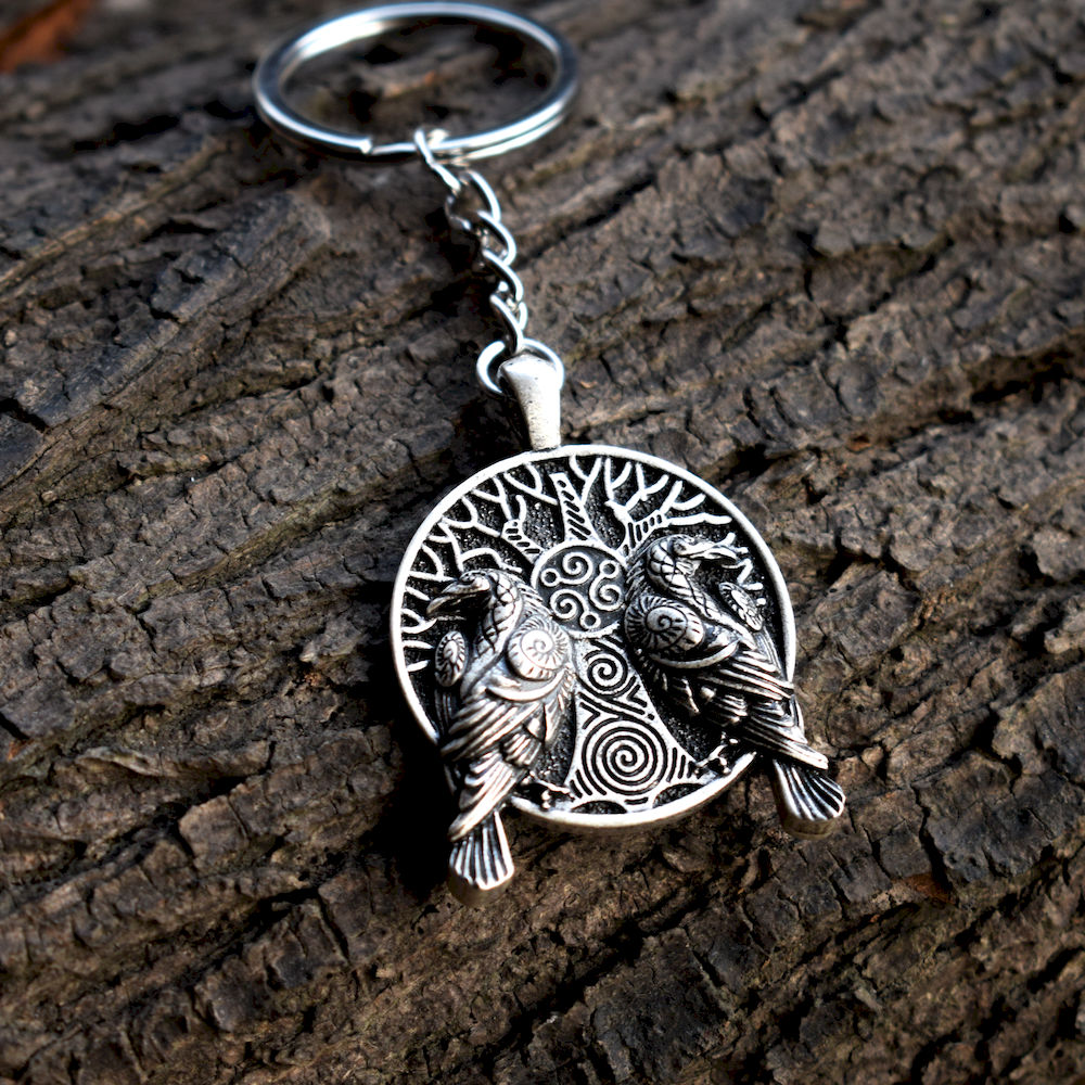 Huginn And Muninn Ravens Keychain