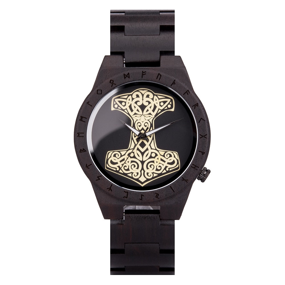 Thor's Hammer Mjolnir Wooden Watch