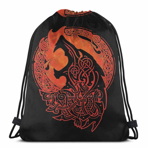 Fenrir Norse Wolf Drawstring Bag