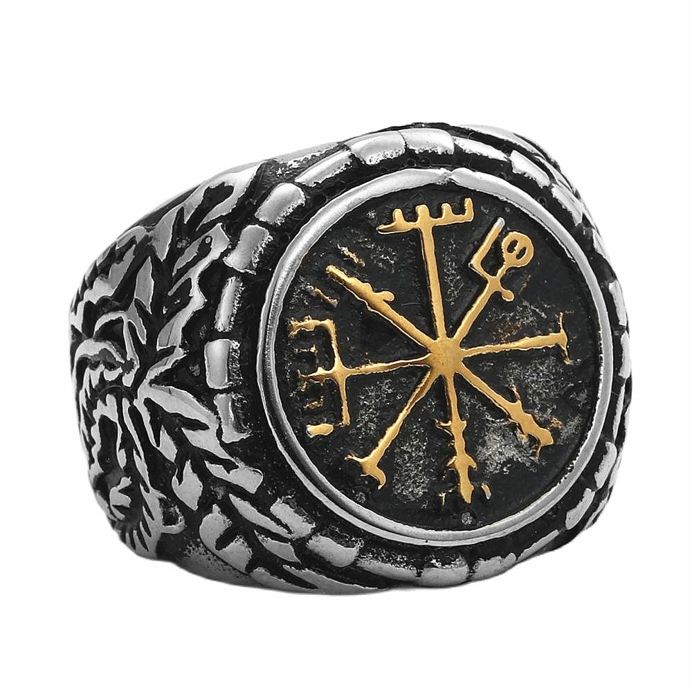 Vegvisir Viking Runic Compass Ring