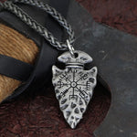 Viking Spear With Vegvisir Pendant Necklace