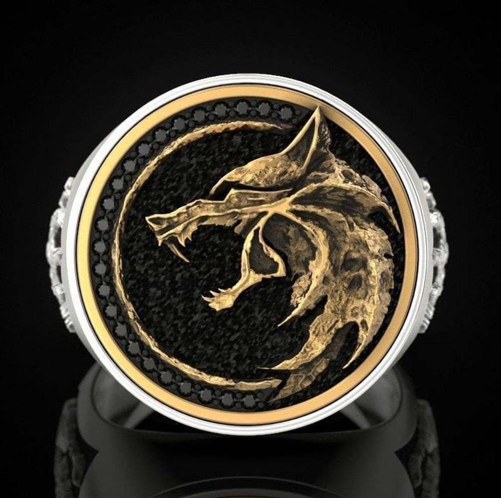 Gold Trimmed Norse Wolf (Viking Ring)