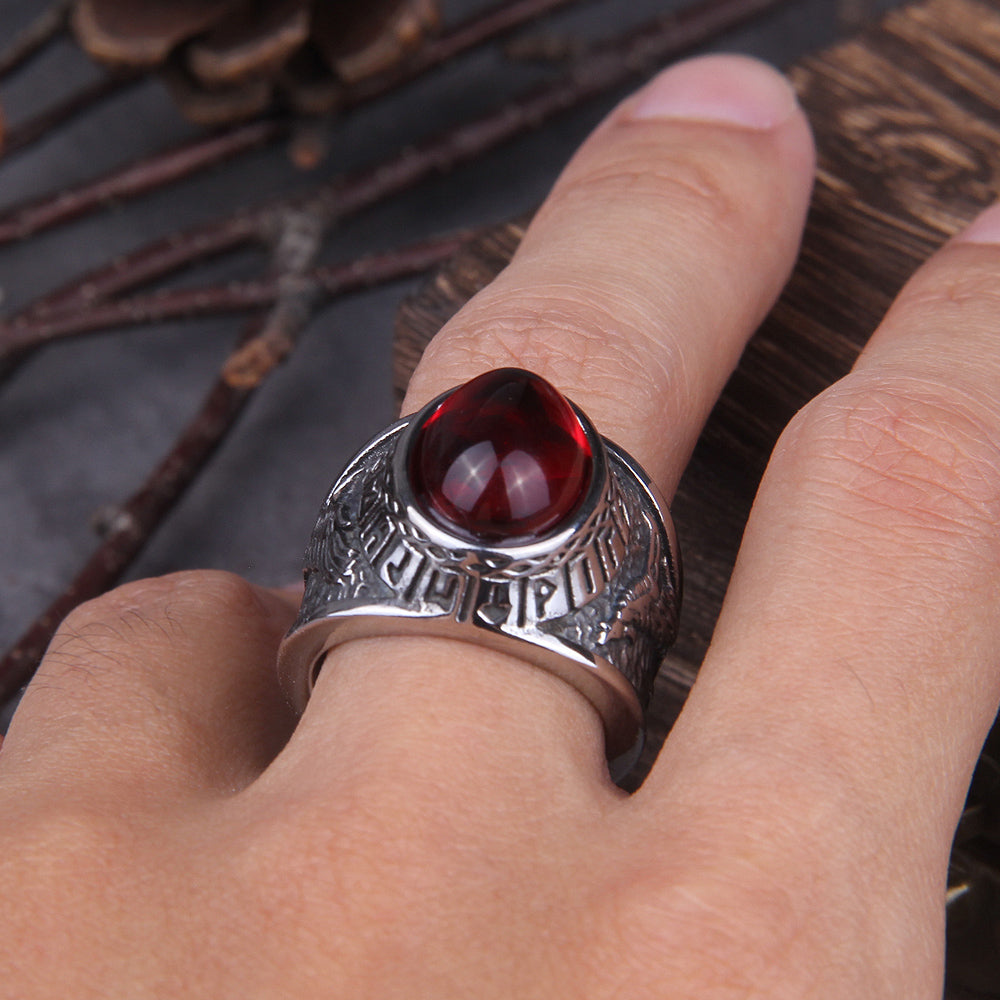 WOLF AND RAVEN VEGVISIR BLOOD RING