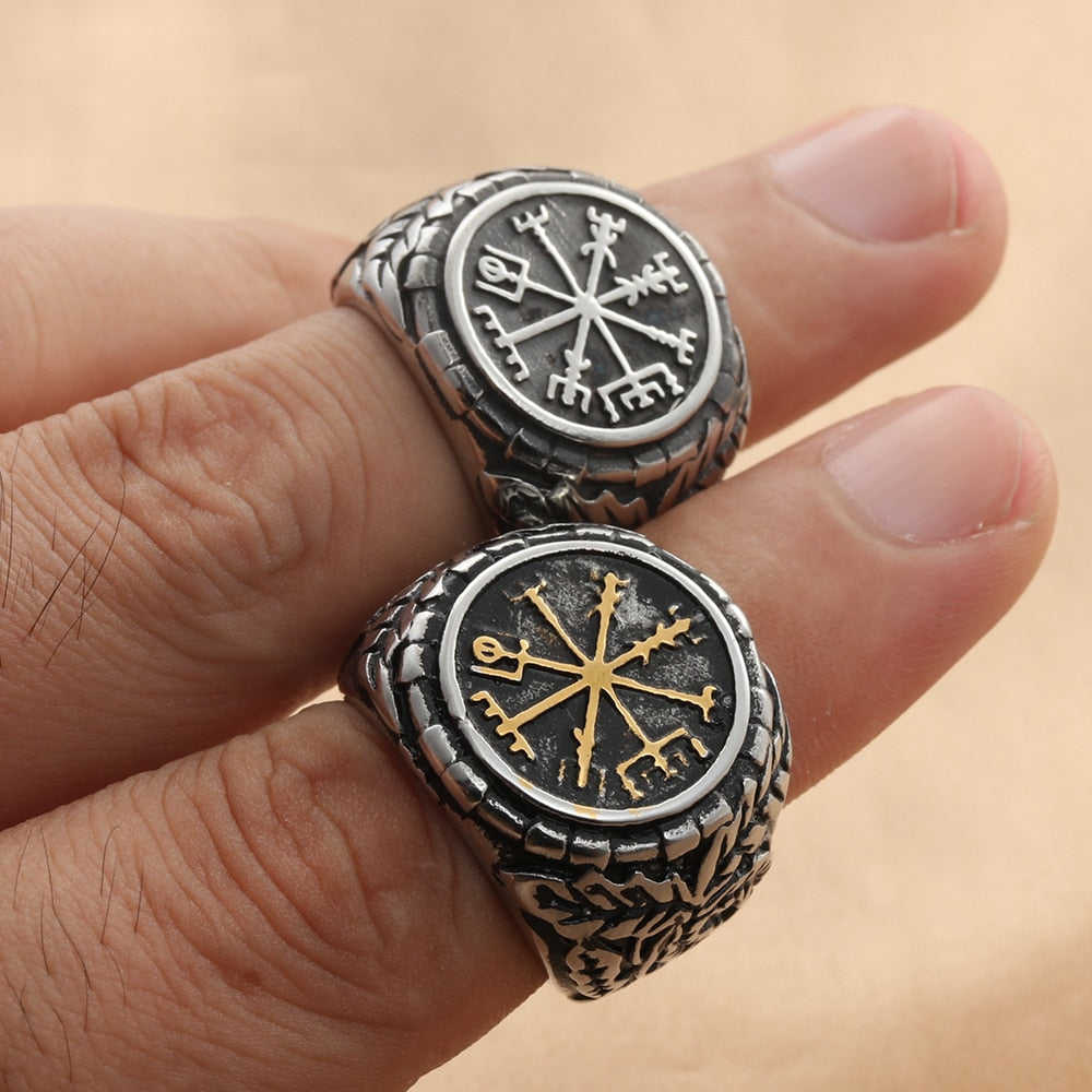 Vegvisir Viking Runic Compass Ring