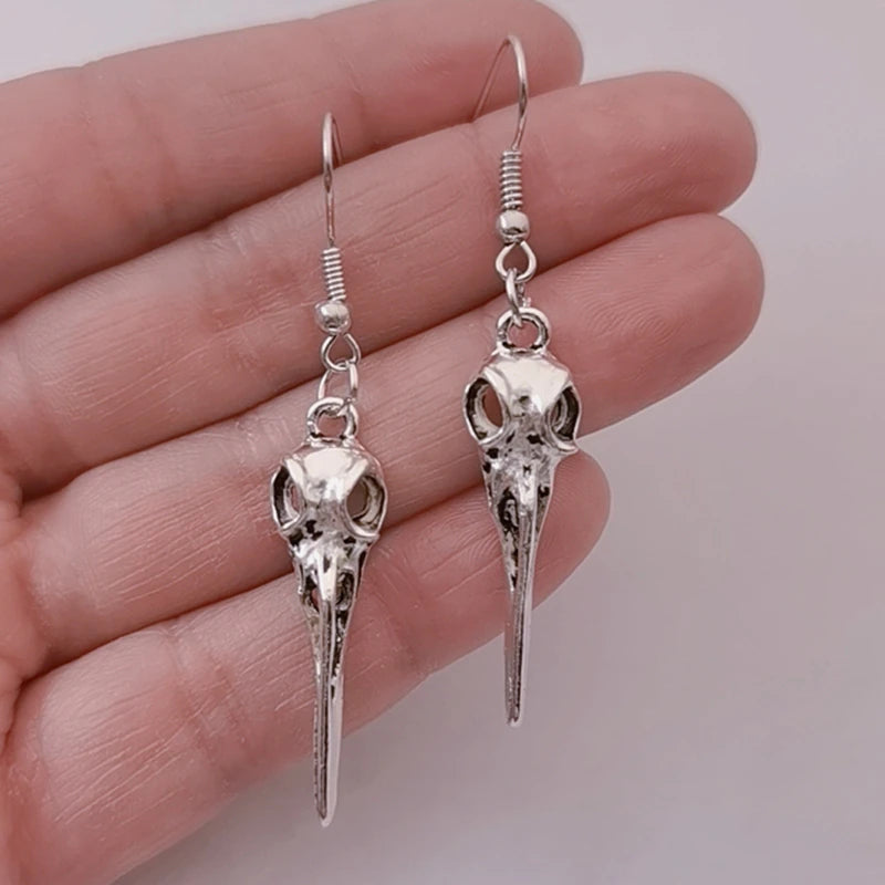 Raven Skull Drop Earrings