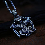Thor's Hammer Pendant With Odin's Ravens Necklace