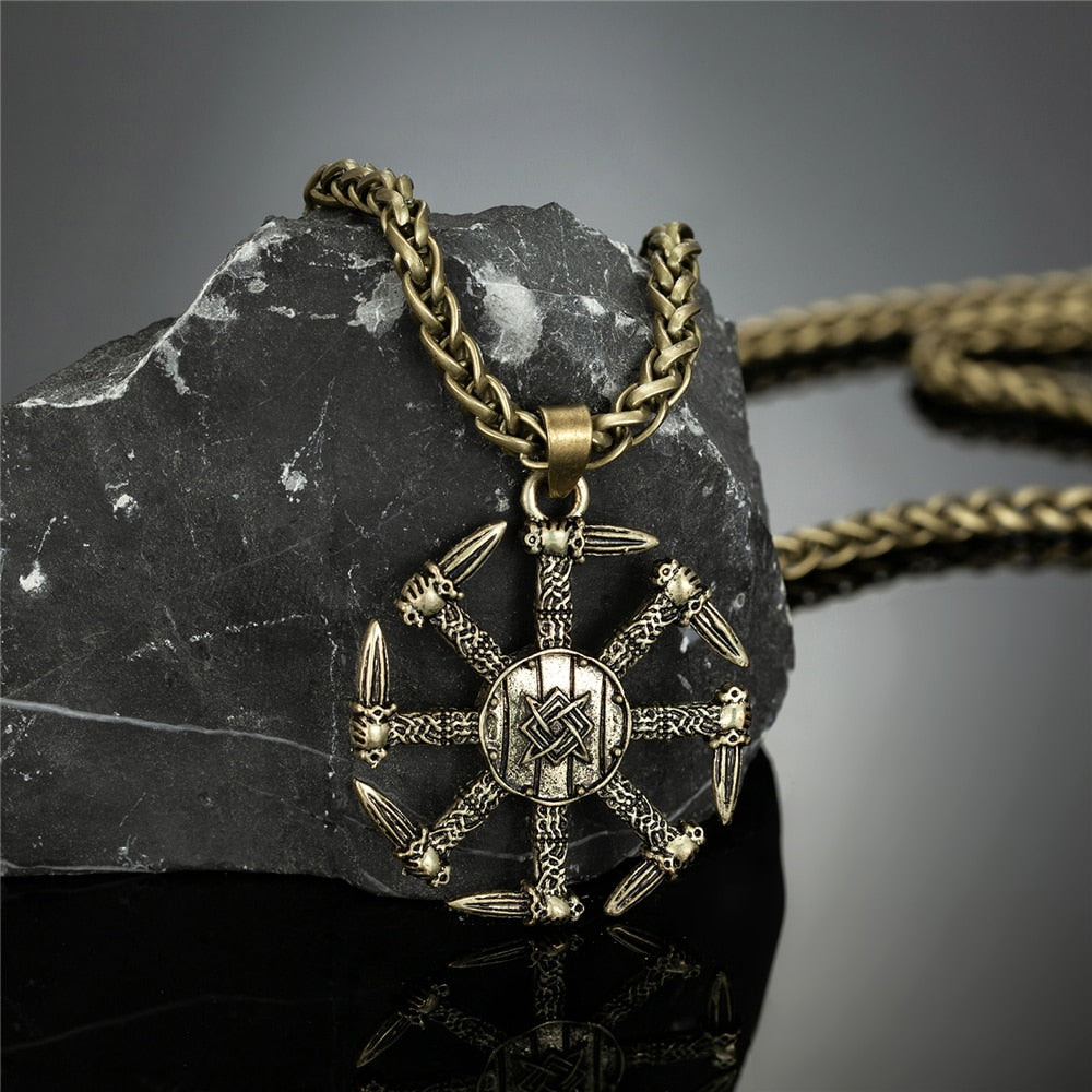 Kolovrat Sun Dagger Viking Necklace