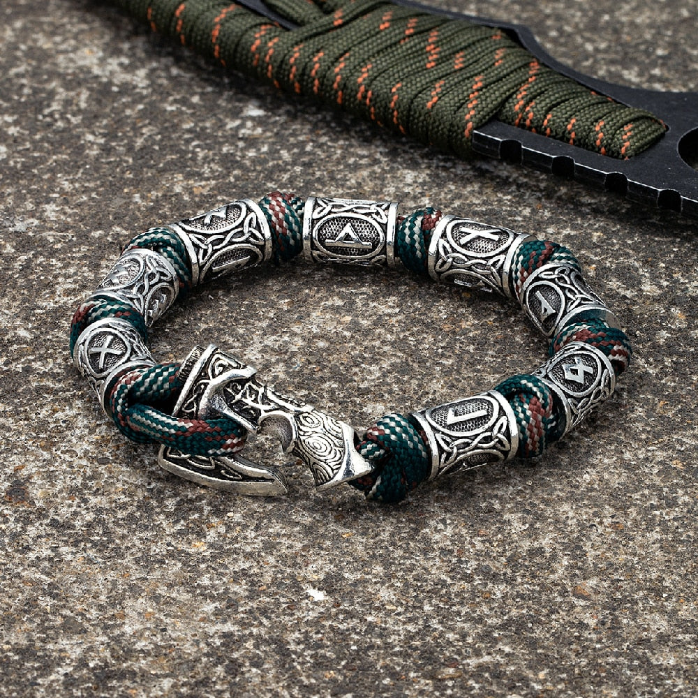 Viking Axe Rune Beads Paracord Bracelet