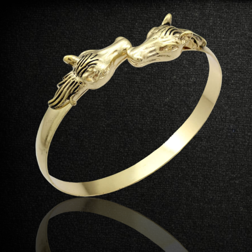 Double Horse Head Viking Cuff Bracelet