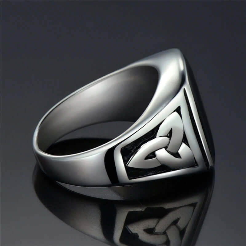 Black Stone Triquetra Ring