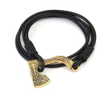 Dragon's Head Axe Wrap Leather Bracelet