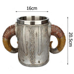 Viking Head Skull Horn Mug