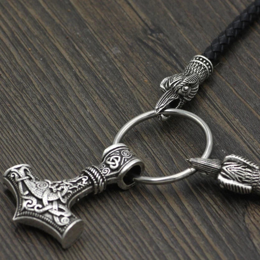 MJOLNIR WITH RAVEN HEADS VIKING NECKLACE - THOR'S LEGACY