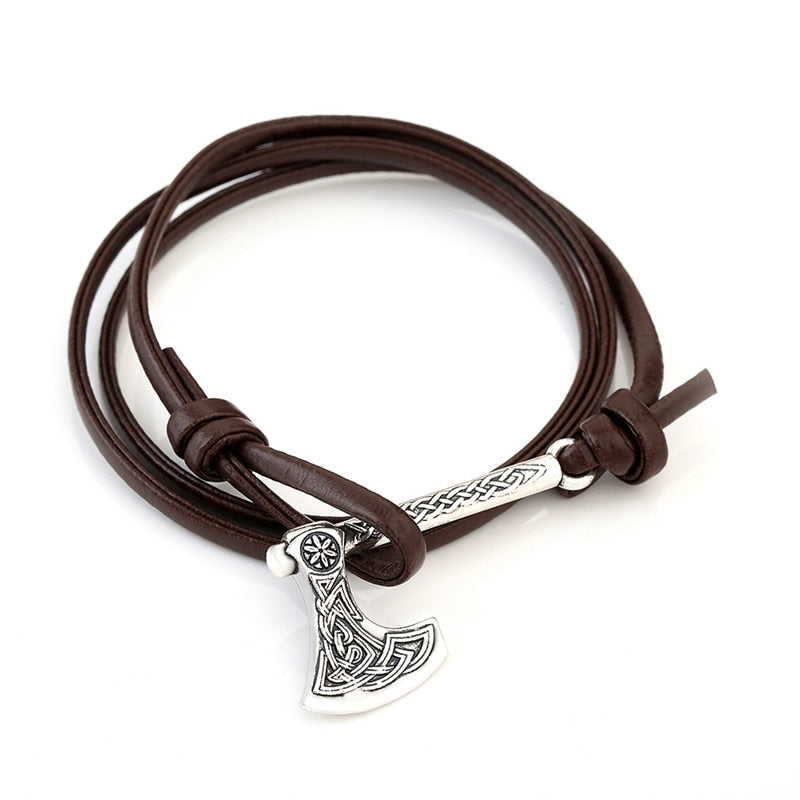 Nordic Axe Leather Bracelet