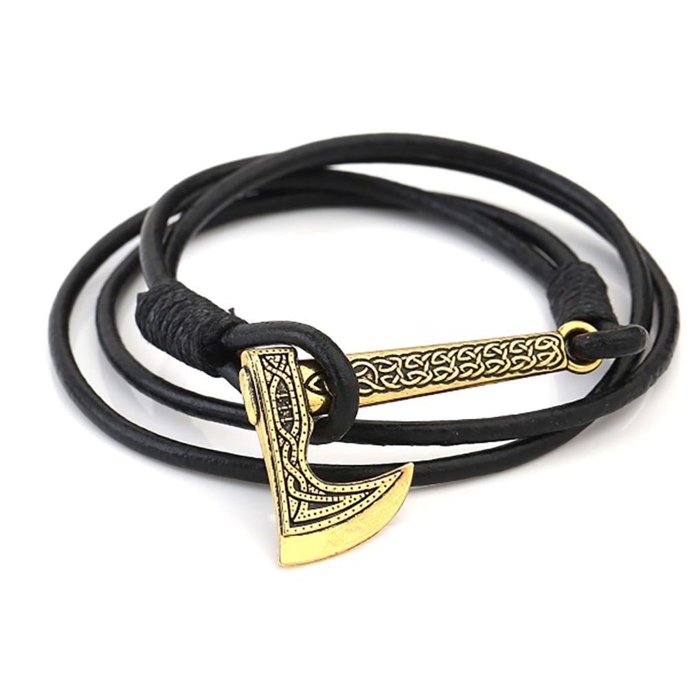 Viking Axe Wrap Leather Bracelet