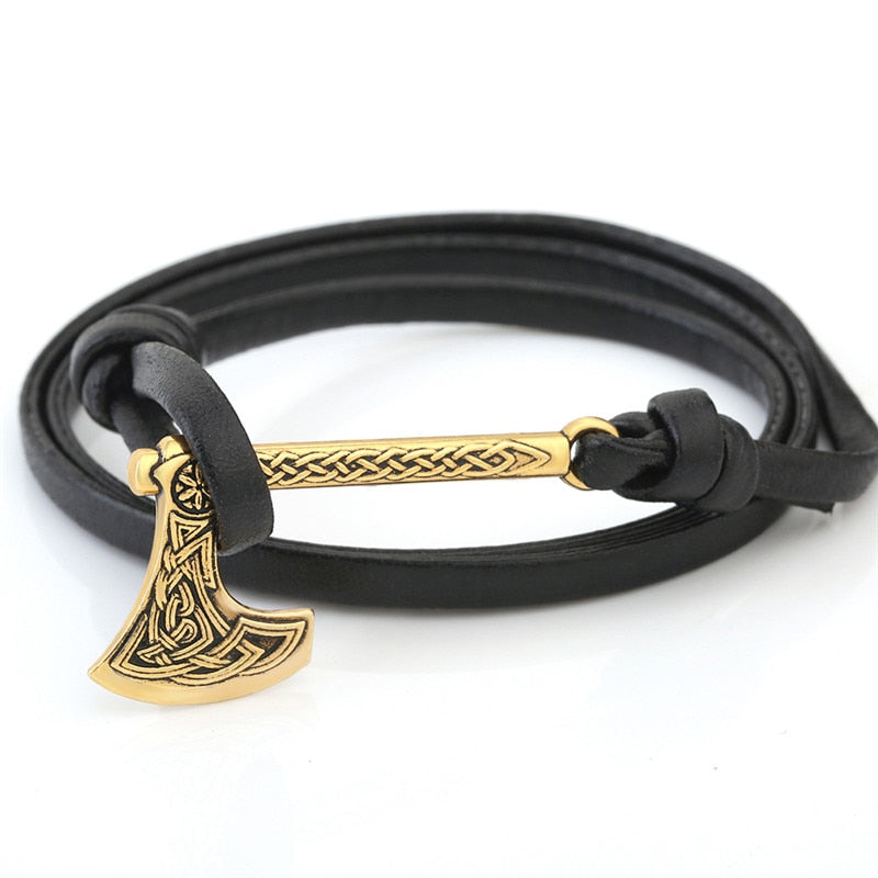 Nordic Axe Leather Bracelet