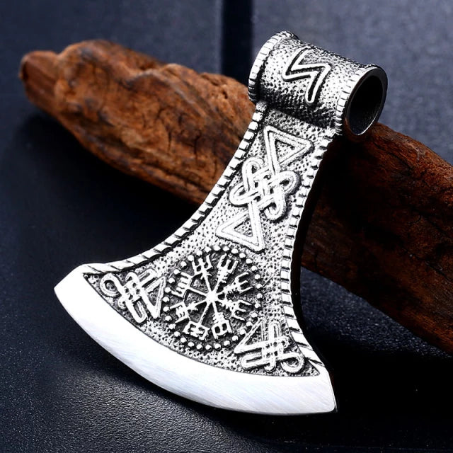 Viking Axe & Vegvisir Necklace