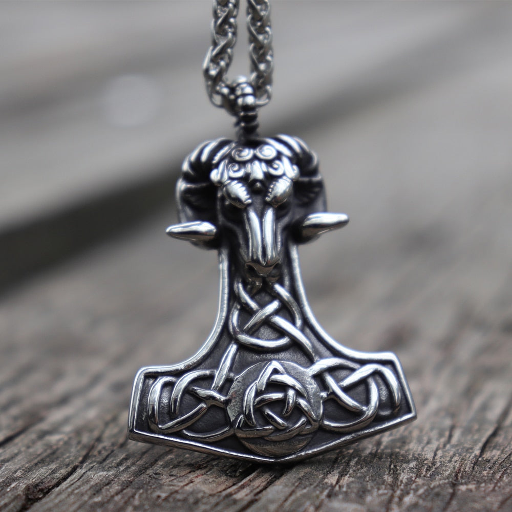 Thor's Hammer Mjolnir Goat Necklace