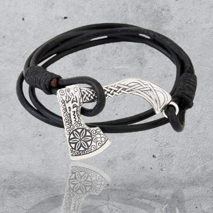 Battle Axe Wrap Leather Bracelet